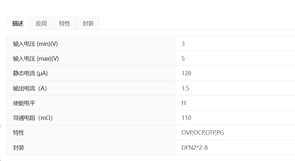 凯特瑞DIO7305输入5V导通电阻110mΩ过压过流保护负载开关IC产品描述